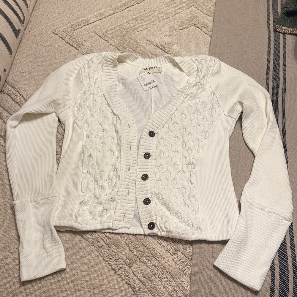 We The Free Ivory Knit Cardigan Sz xl